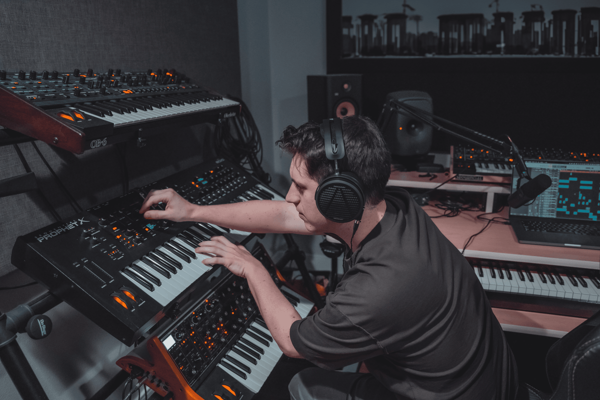 Tommy Driscoll in a modern recording studio